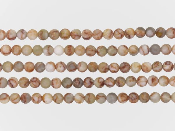 NATURAL STONE BEADS - JASPER RED ZEBRA - 6mm - PACKAGE (5x64pcs.) Hole-1.0mm