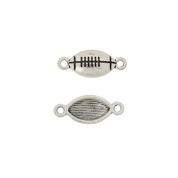 METAL BEADS - CONNECTING ELEMENT - 2 RINGS - AMERICAN FOOTBALL BALL 01 - 23x9x4mm NICKEL - PACKAGE 60pcs. Hole-1.8mm
