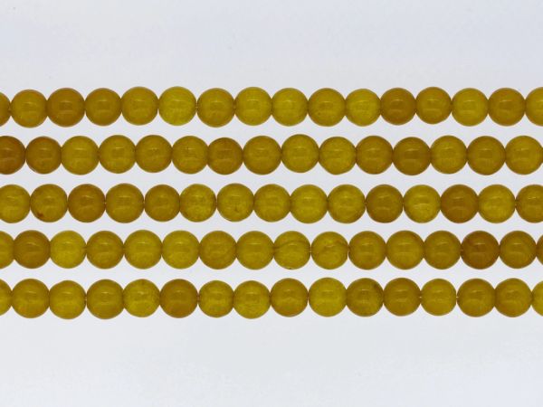 NATURAL STONE BEADS - QUARTZ YELLOW - 8mm - PACKAGE (5x48pcs.) Hole-1.6mm
