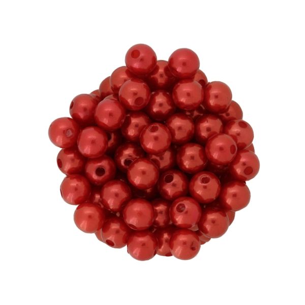 ПЛАСТМАСОВИ ПЕРЛИ - ТОПЧЕ - 8мм ЧЕРВЕНО 120 - 50 гр. Отвор-2.0мм (200 бр.)