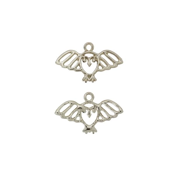 METAL BEADS WITH GLOSS - PENDANT - OWL 09 - 29x18x1.5mm GOLD (LIGHT) - PACKAGE 100g 90pcs. Hole-2.0mm