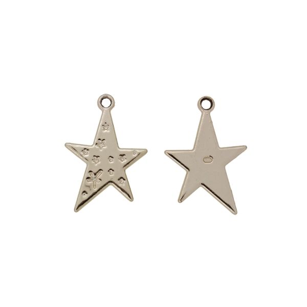 METAL BEADS WITH GLOSS - PENDANT - STAR 16 - 20x28x2mm GOLD (LIGHT) - PACKAGE 100g 40pcs. Hole-2.3mm