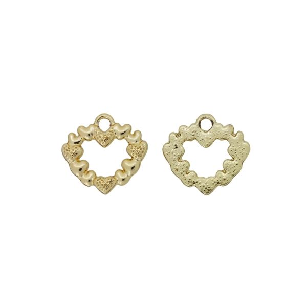 METAL BEADS WITH GLOSS - PENDANT - HEART 27 - 22x20x3mm GOLD - PACKAGE 100g 43pcs. Hole-3.0mm