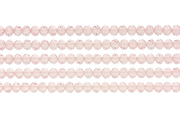 GLASS BEADS - FACETED RONDELLE CRYSTALS - 6x5mm - TRANSPARENT - PINK (LIGHT) 030В - (88pcs.) Hole-1.2mm