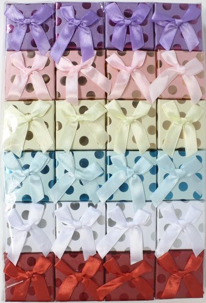RING BOX - 5x5x3.5cm - RIBBON 39 - MIX COLORS - PACKAGE 24pcs.