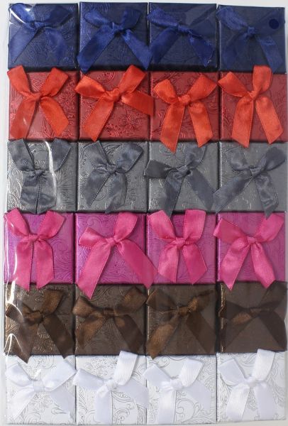 RING BOX - 5x5x3.5cm - RIBBON 40 - MIX COLORS - PACKAGE 24pcs.