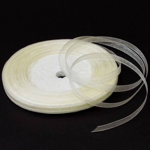 ORGANZA RIBBON 0.6cm - ECRU (LIGHT) 002 - PACKAGE 10x50yards(45m)