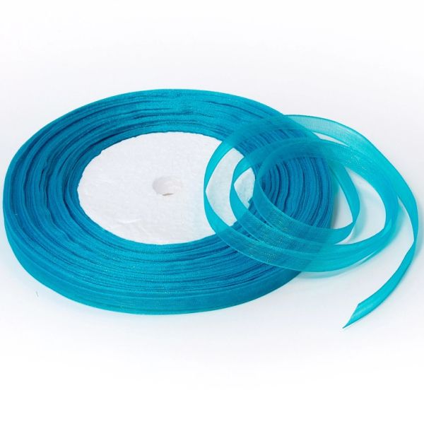 ORGANZA RIBBON 0.6cm - BLUE TURQUOISE 047 - PACKAGE 10x50yards(45m)