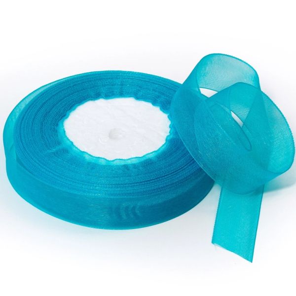 ORGANZA RIBBON 2.0cm - BLUE TURQUOISE 047 - PACKAGE 5х50yards(45m)