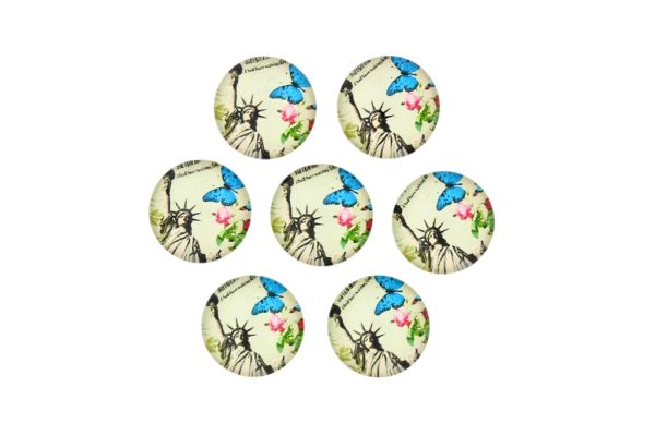 GLASS BEADS - CABOCHONS PATTERN - HALF ROUND 16mm - LANDMARKS - STATUE OF LIBERTY 01 - PACKAGE 25pcs.