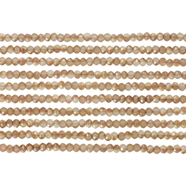 GLASS BEADS - FACETED RONDELLE CRYSTALS - 2.5x2mm - UV - BEIGE 076А - STRING (135pcs.) Hole-0.8mm