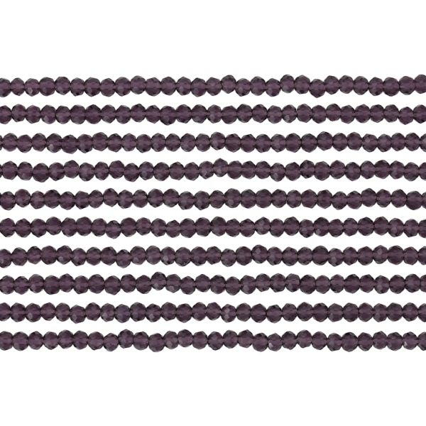 GLASS BEADS - FACETED RONDELLE CRYSTALS - 2.5x2mm - TRANSPARENT - PURPLE (DARK) 009 - PACKAGE (10x166pcs.) Hole-0.8mm