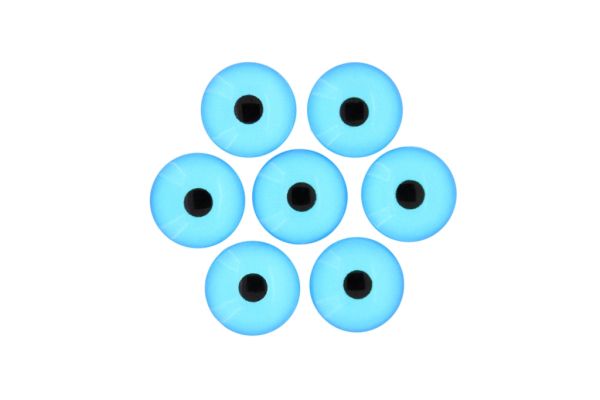 GLASS BEADS - CABOCHONS PATTERN - HALF ROUND 16mm - EYE - BLUE (LIGHT) - PACKAGE 25pcs.