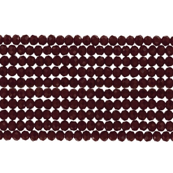 GLASS BEADS - FACETED RONDELLE CRYSTALS - 3x2mm - OPAQUE - BORDEAUX (DARK) 067А - (126pcs.) Hole-0.8mm