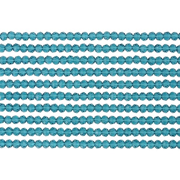GLASS BEADS - FACETED RONDELLE CRYSTALS - 3x2mm - TRANSPARENT - TURQUOISE 022А - (126pcs.) Hole-0.8mm
