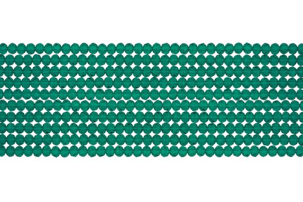 GLASS BEADS - FACETED RONDELLE CRYSTALS - 3x2mm - TRANSPARENT - TURQUOISE GREEN 023А - PACKAGE (10x126pcs.) Hole-0.8mm