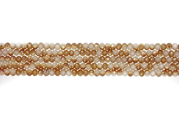 GLASS BEADS - FACETED RONDELLE CRYSTALS - 4x3mm - UV - BEIGE 076А - PACKAGE (5x128pcs.) Hole-1.0mm