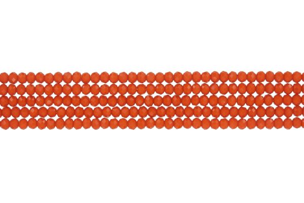 GLASS BEADS - FACETED RONDELLE CRYSTALS - 4x3mm - OPAQUE - ORANGE 064А - (128pcs.) Hole-1.0mm