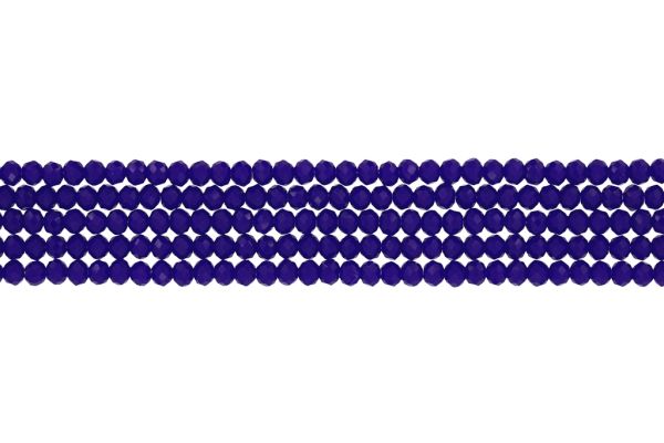 GLASS BEADS - FACETED RONDELLE CRYSTALS - 4x3mm - OPAQUE - BLUE (DARK) 058А - (128pcs.) Hole-1.0mm