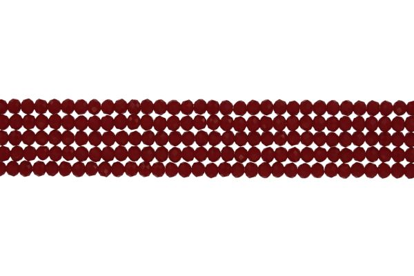 GLASS BEADS - FACETED RONDELLE CRYSTALS - 4x3mm - OPAQUE - RED 105А - (128pcs.) Hole-1.0mm