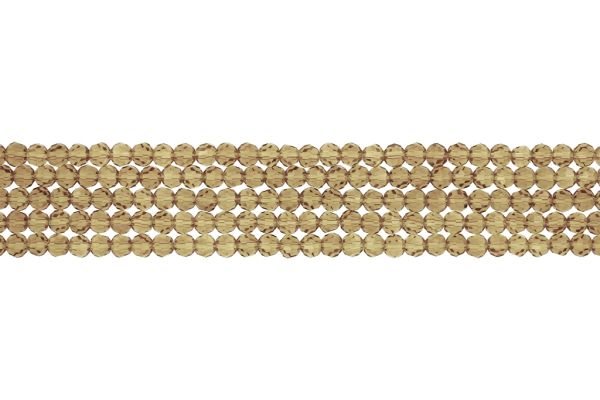 GLASS BEADS - FACETED RONDELLE CRYSTALS - 4x3mm - TRANSPARENT - AMBER 015А - (128pcs.) Hole-1.0mm