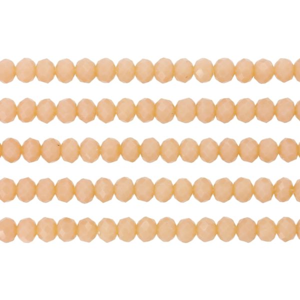 GLASS BEADS - FACETED RONDELLE CRYSTALS - 6x5mm - MILKY - CREAM (DARK) 131 - PACKAGE (5x88pcs.) Hole-1.2mm
