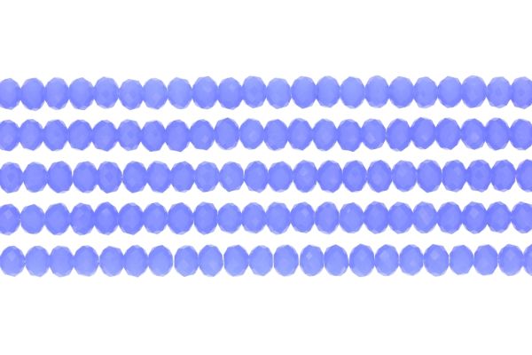 GLASS BEADS - FACETED RONDELLE CRYSTALS - 6x5mm - MILKY - BLUE 042В - PACKAGE (5x88pcs.) Hole-1.2mm