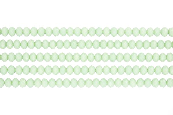 GLASS BEADS - FACETED RONDELLE CRYSTALS - 6x5mm - OPAQUE - GREEN (LIGHT) 053В - PACKAGE (5x88pcs.) Hole-1.2mm