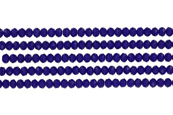 GLASS BEADS - FACETED RONDELLE CRYSTALS - 6x5mm - OPAQUE - BLUE (DARK) 058А - (88pcs.) Hole-1.2mm