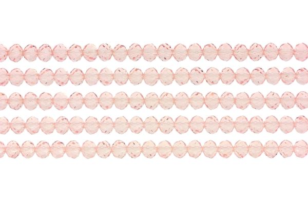 GLASS BEADS - FACETED RONDELLE CRYSTALS - 6x5mm - TRANSPARENT - PINK (LIGHT) 030 - STRING (88pcs.) Hole-1.2mm
