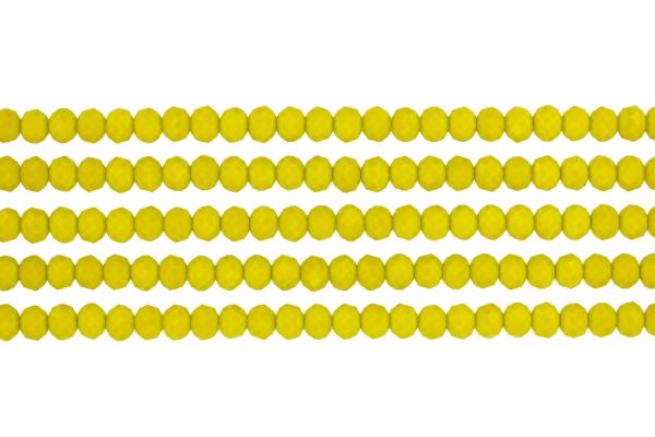 GLASS BEADS - FACETED RONDELLE CRYSTALS - 8x6mm - OPAQUE - YELLOW 063А - (66pcs.) Hole-1.5mm