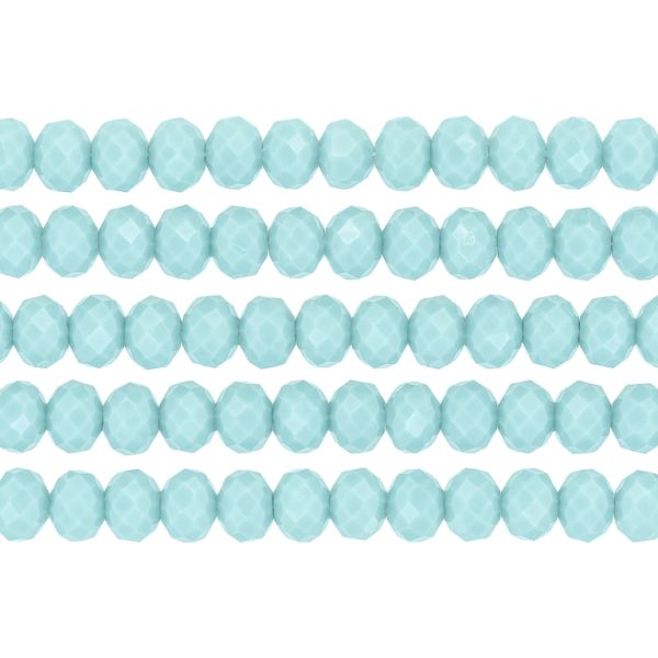 GLASS BEADS - FACETED RONDELLE CRYSTALS - 8x6mm - OPAQUE - TURQUOISE BLUE 054В - (66pcs.) Hole-1.5mm