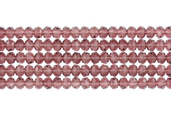GLASS BEADS - FACETED RONDELLE CRYSTALS - 8x6mm - TRANSPARENT - PURPLE 012 - PACKAGE (5x66pcs.) Hole-1.5mm