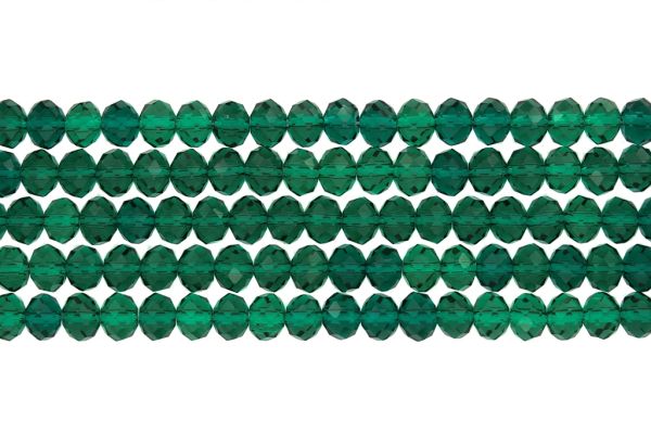 GLASS BEADS - FACETED RONDELLE CRYSTALS - 8x6mm - TRANSPARENT - TURQUOISE GREEN 023В - (66pcs.) Hole-1.5mm