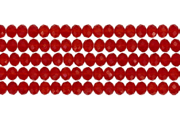 GLASS BEADS - FACETED RONDELLE CRYSTALS - 8x6mm - TRANSPARENT - RED 033А - (66pcs.) Hole-1.5mm