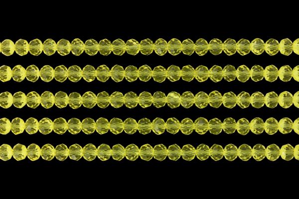GLASS BEADS - FACETED RONDELLE CRYSTALS - 6x5mm - TRANSPARENT - YELLOW 029А - (88pcs.) Hole-1.2mm