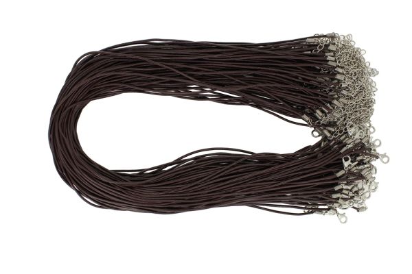 NECKLACE WITH CLASP - LEATHER 1.5мм - NECKLACE - 45+5см BROWN (DARK) - 5pcs.