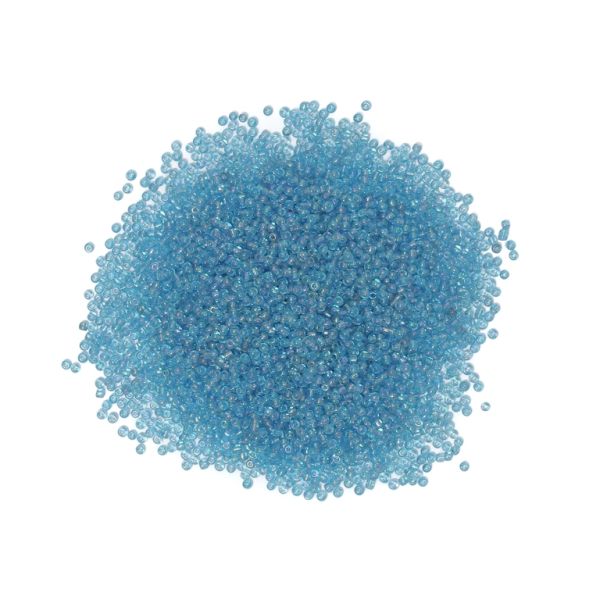 GLASS SEED BEADS - BALL 2mm - TRANSPARENT RAINBOW - BLUE (LIGHT) 163 - PACKAGE 450g Hole-0.8mm