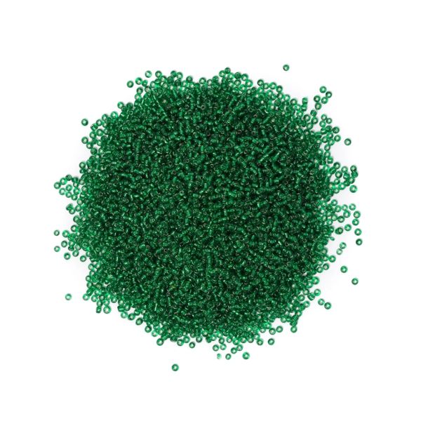 GLASS SEED BEADS - BALL 2mm - SILVER THREAD - GREEN 27ВN - PACKAGE 450g Hole-0.8mm