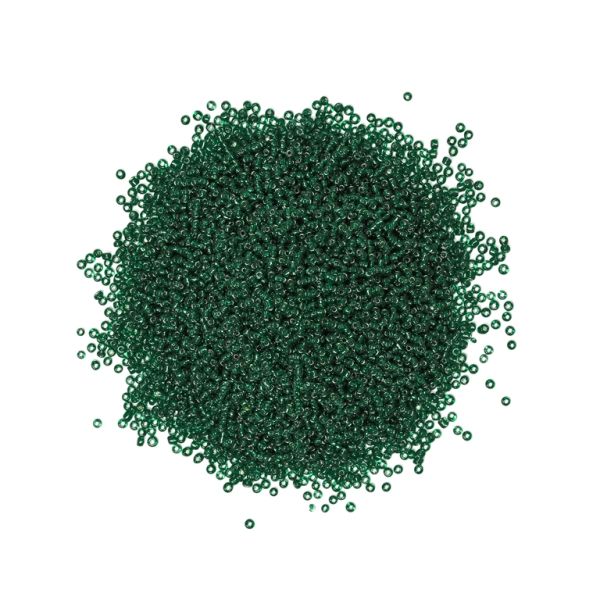 GLASS SEED BEADS - BALL 2mm - SILVER THREAD - GREEN (DARK) 53AN - PACKAGE 450g Hole-0.8mm
