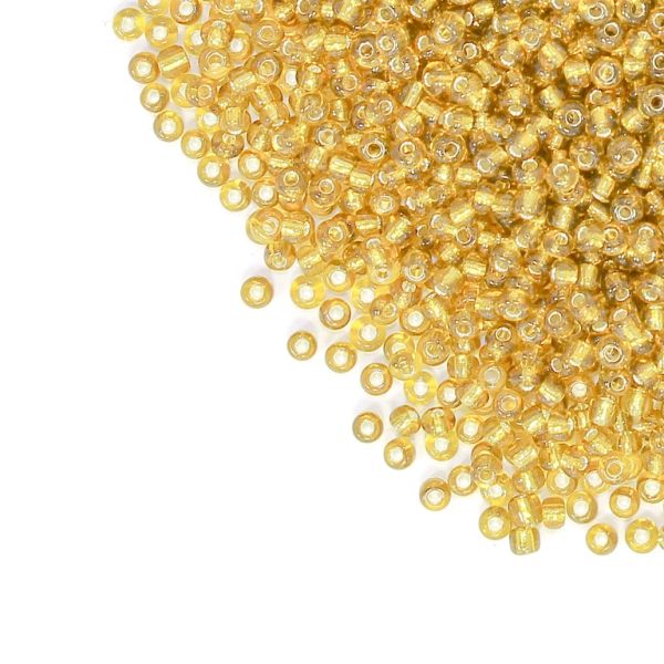GLASS SEED BEADS - BALL 2mm - SILVER THREAD - GOLD (LIGHT) 22AN - 50g Hole-0.8mm