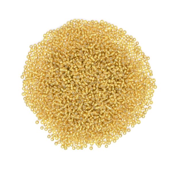 GLASS SEED BEADS - BALL 2mm - SILVER THREAD - GOLD (LIGHT) 22AN - PACKAGE 450g Hole-0.8mm
