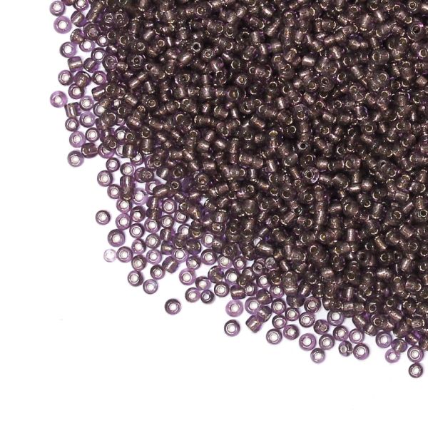 GLASS SEED BEADS - BALL 2mm - SILVER THREAD - PURPLE 41АN - 50g Hole-0.8mm