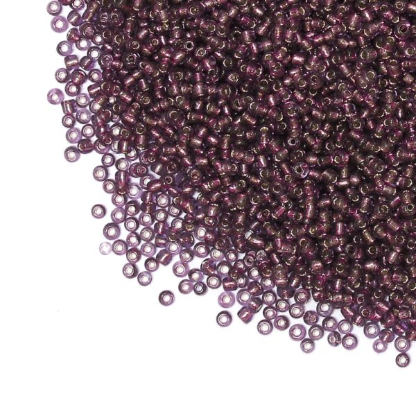 GLASS SEED BEADS - BALL 2mm - SILVER THREAD - PURPLE 56N - 50g Hole-0.8mm