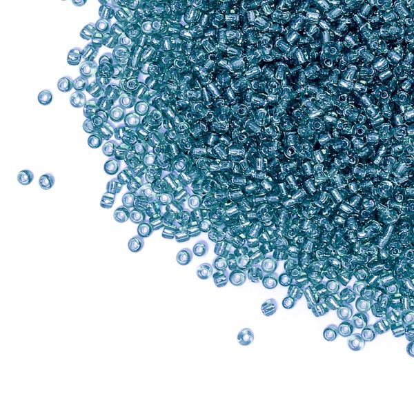 GLASS SEED BEADS - BALL 2mm - SILVER THREAD - BLUE (LIGHT) 23N - 50g Hole-0.8mm