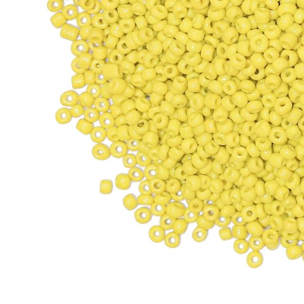 GLASS SEED BEADS - BALL 3mm - THICK - YELLOW 3DN - 50g Hole-1.0mm