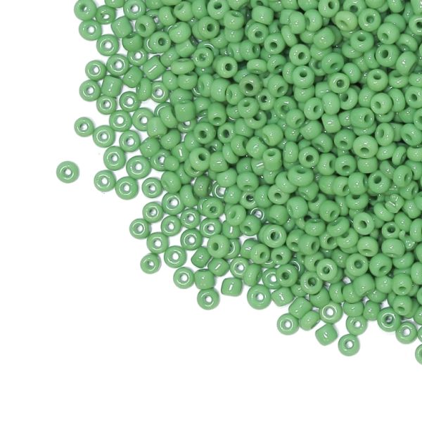 GLASS SEED BEADS - BALL 3mm - THICK - GREEN 6GQ - 50g Hole-1.0mm