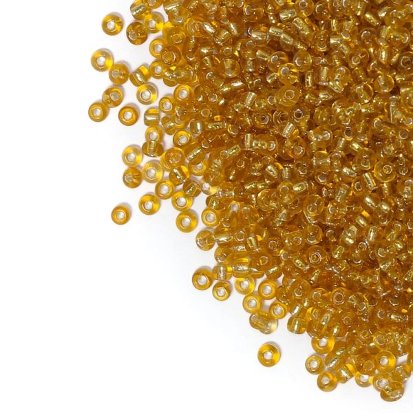 GLASS SEED BEADS - BALL 3mm - SILVER THREAD - BROWN (LIGHT) 22С - 50g Hole-1.0mm