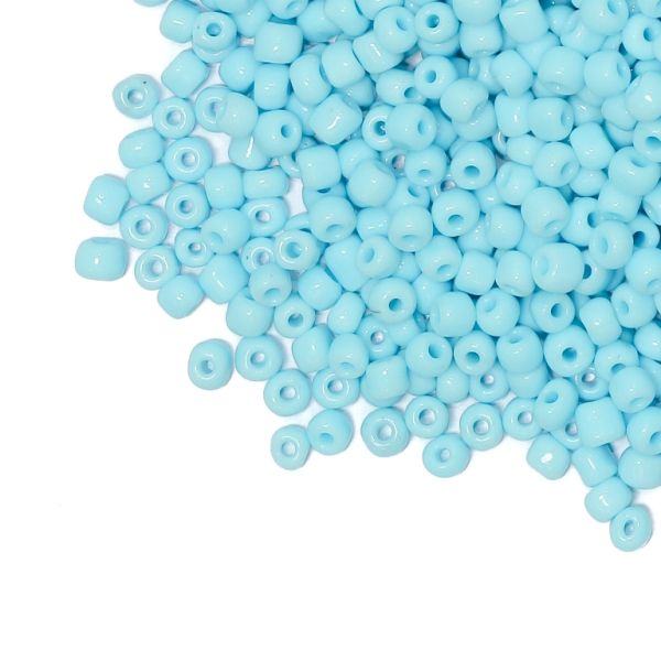 СТЪКЛЕНИ МЪНИСТА СИНЦИ - ТОПЧЕ 4мм - ПЛЪТНИ - СИНЬО СВ. 2IS - 50 гр. Отвор-1.5мм