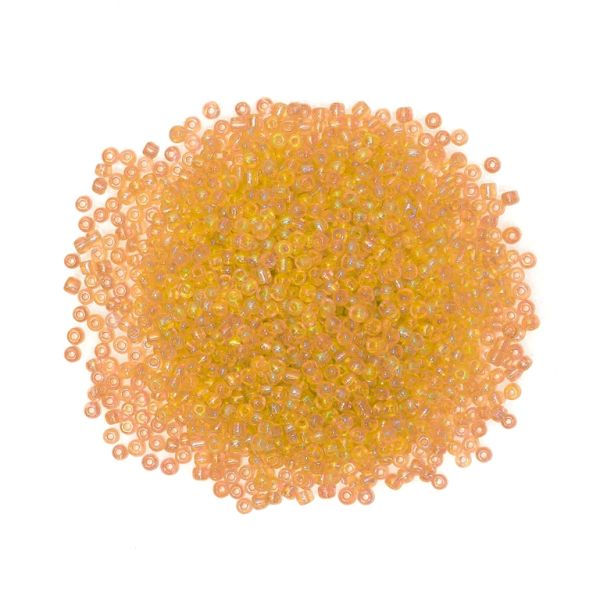 GLASS SEED BEADS - BALL 4mm - TRANSPARENT RAINBOW - GOLD 162В - PACKAGE 450g Hole-1.5mm